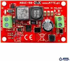 ATTE ASUC-50-480-OF Pramoninis DC/DC keitiklis, 48V įėjimas, 12V 4A išėjimas, tvirtinamas ant DIN bėgelio