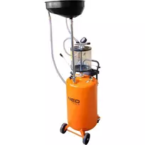 NEO TOOLS 10-811 Mobilus pneumatinis alyvos išsiurbimo įrenginys su kontroliniu rezervuaru, 80L pagrindinis bakas, 10L apžiūros bakas, 6-8 bar oro slėgis, 4 sukamosios ratukai