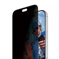 PanzerGlass 2-Way privatumo ekrano apsauga, skirta Apple iPhone 15 Pro Max, itin plati, su FastFit aplikatoriumi