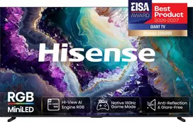 Hisense 100UR8DS 100 colių 4K UHD MiniLED Smart TV su 180Hz skydeliu, Dolby Vision IQ, Dolby Atmos ir VIDAA U7
