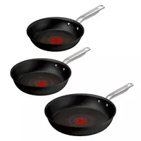 Tefal Experience aliumininių keptuvių rinkinys, 3 vnt., juodos, 20/24/28 cm, titano nelipni danga, Thermo-Signal, tinka plauti indaplovėje