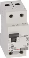 Legrand 402036 RX3 apsauginis jungiklis 25A 2 polių 30mA A tipo 230V AC 2 moduliai