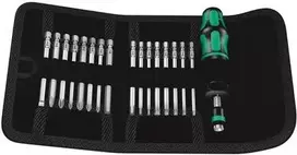 Wera Kraftform Kompakt 60 Torque daugiafunkcis reketinis atsuktuvų rinkinys, 17 dalių, 1/4 colio šešiabriauniai antgaliai, Rapidaptor greito atleidimo griebtuvas, Hex-Plus, sulankstomas dėklas