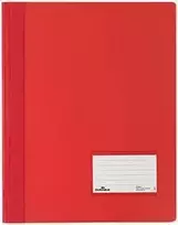 DURABLE DURALUX Extra Wide A4 segtuvas su metaliniu spaustuku – raudonas peršviečiamas PVC (25 vnt. pakuotė)