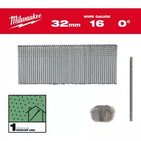 Milwaukee 16 Gauge 25 mm tiesios vinys su brad galvute, skirtos M18 FN16GS (5000 vnt. pakuotė)