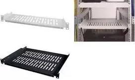 LogiLink SF1C40B 19 colių fiksuota lentyna 1U, 300 mm gylio, juoda RAL 9005, plienas, max 15 kg