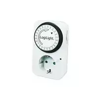 LogiLink mechaninis laikmatis ET0001, kasdienis programuojamas, 16A/3680W, 230V, F tipo Schuko, baltas