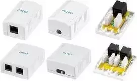 LogiLink Cat.6A paviršiaus montavimo dėžutė, 2x RJ45, balta (panaši į RAL 9003), Class EA, ekranuota, 10G, 500MHz, LSA, ISO/IEC 11801
