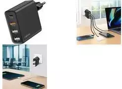 LogiLink 48W GaN USB sieninis įkroviklis, 4 prievadai, 3x USB-A QC + 1x USB-C PD, eurokištukas, juodas (PA0377)