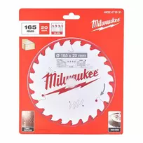Milwaukee diskinis pjūklo diskas 165 mm x 20 mm x 1,6 mm, 40 dantų TCT ATB, medienai pjauti