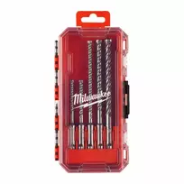 Milwaukee SDS Plus MX4 5 vnt. plaktukinių grąžtų rinkinys betonui ir mūrui, 4 pjovimo briaunų karbido antgalis, 5-10 mm
