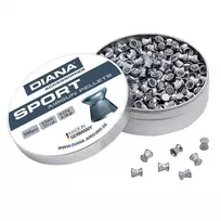 DIANA Sport 4,5 mm Diabolo šratai .177 kalibro, 500 vnt., apvalia galvute, švininiai, skirti pneumatiniams šautuvams ir pistoletams