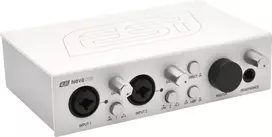 ESI Neva OTG 2x2 USB-C garso sąsaja - 24 bitų/192kHz, XLR/TRS kombinuota, Hi-Z, +48V fantominis maitinimas, tiesioginis monitoringas, maitinama iš USB magistralės, skirta PC, Mac, iOS, Android