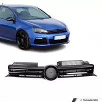 R20 išvaizdos Priekinės Grotelės skirtos VW Golf MK6 (06-13), juodos blizgios