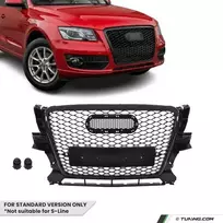 RS išvaizdos Priekinės Grotelės skirtos Audi Q5 8R pre-facelift (09-12) standartinei versijai, juodos blizgios