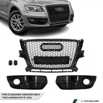 RS išvaizdos Priekinės + Priešrūkinių Grotelės skirtos Audi Q5 8R pre-facelift (09-12) standartinei versijai, juodos blizgios