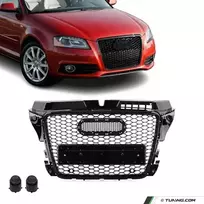 RS išvaizdos Priekinės Grotelės skirtos Audi A3 / S3 8P facelift (08-12), juodos blizgios