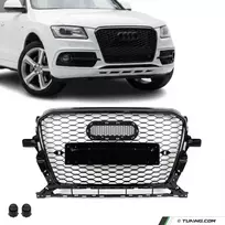 RS išvaizdos Priekinės Grotelės skirtos Audi Q5 / SQ5 8R facelift (12-17), juodos blizgios