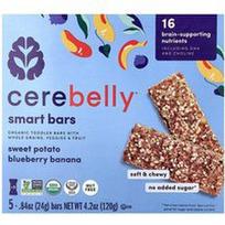 Cerebelly, Išmanieji batonėliai, ekologiški batonėliai mažyliams, saldžiųjų bulvių mėlynių bananas, 5 batonėliai, po 0.84 uncijos (24 g)