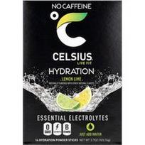 Celsius, „Live Fit“, hidratacija, būtini elektrolitai, be kofeino, citrinų ir laimų skonio, 14 hidratacijos miltelių lazdelių po 7,41 g (0,26 uncijos)