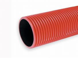 Gofruotas | Gofruotas dvisienis vamzdis 40mm raudonas 450N guli ant žemės
