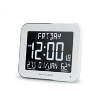 Muse sieninis laikrodis su žadintuvu M-090 WMC, baltas, didelis LCD ekranas, vidaus temperatūra ir drėgmė, kalendorius