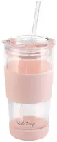 „Vialli Design“ stiklinė termo puodelis su šiaudeliu, 600 ml, rožinis, „Fuori“ 30411