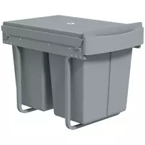 HOMCOM Ištraukiama šiukšliadėžė, 2 x 20 L, su nuimamais konteineriais, plastikas, metalas, pilka