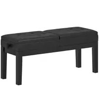 HOMCOM reguliuojamas pianino suoliukas su daiktadėže, pianino kėdė, atlaikanti iki 220 KG, dirbtinė oda, juoda, 105 x 37 x 48-58 cm