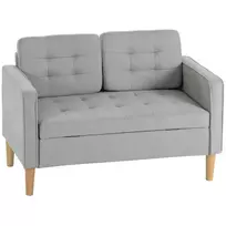 2 vietų sofa, sofa su daiktadėže, medinės kojos, minkšta sofa, dvivietė aksominė sofa svetainei, miegamajam, 117x 62 x 78 cm, šviesiai pilka