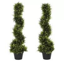 2 Dirbtinių Kedro Medžių Rinkinys | Dideli 90 cm Dirbtiniai Augalai Vazone, Spiralinis Stilius, Panašūs į Tikrus, Skirti Vidaus Dekorui