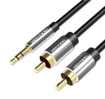 Vention 3.5mm Male to 2RCA Male Audio Cable, 1M, Black, Metal Housing