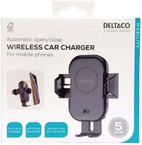 Automobilinis belaidis įkroviklis - laikiklis Deltaco QI-C1001, Qi Wireless, juoda sp., 15 W