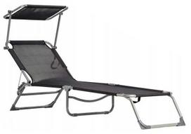 Prekė su pažeista pakuote. Lauko gultas ModernHome, juoda sp., 178 cm x 57 cm x 58 cm