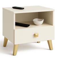 Prekė su pažeista pakuote. Naktinis staliukas Akord Furniture Factory Mobi K-01, aukso sp./balta sp., 43 cm x 40 cm x 37 cm