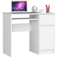 Prekė su pažeista pakuote. Rašomasis stalas su spintele Akord Furniture Factory Piksel Right, 90 cm x 50 cm, 77 cm, balta sp.