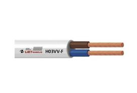 Kabelis 2x0.5mm² baltas (daugiagyslis, apvalus) H03VV-F Eca 300V/300V Lietkabelis