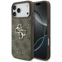 Guess PU 4G Metal Logo dėklas Apple iPhone 18 Pro, rudas