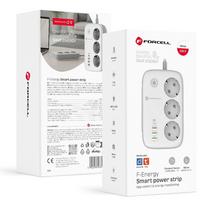 Forcell F-Energy VT-PS03 išmanusis ilgintuvas, 3 lizdai, USB-C 30 W, 3 × USB-A, QC3.0, PD, WiFi, Tuya, SmartLife, Alexa, 10 A, 2500 W, baltas