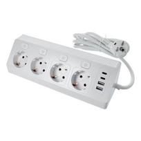 E42 ilgintuvas, 4 lizdai, iki 3680 W, 2 × USB-A, 2 × USB-C, 2 m maitinimo laidas, baltas