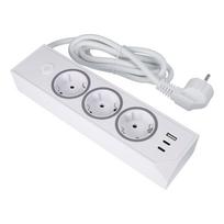 E59 ilgintuvas, 3 lizdai, iki 3680 W, 1 × USB-A, 2 × USB-C 25 W, 1,5 m maitinimo laidas, baltas