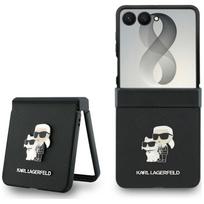Juodas „Karl Lagerfeld Saffiano Karl & Choupette Pin“ dėklas, skirtas „Samsung Galaxy Z Flip8“