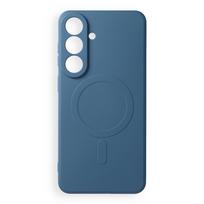 Dėklas, skirtas Samsung S26 FE: Silicone Mag Cover, suderinamas su MagSafe, su kameros apsauga, spalva – mėlyna