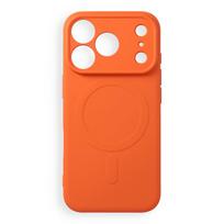 Dėklas, skirtas iPhone 18 Pro / 17 Pro: Silicone Mag Cover, suderinamas su MagSafe, su kameros apsauga, spalva – oranžinė