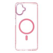 Pudros rožinis Frame Clear Hybrid Mag Cover dėklas, skirtas Samsung A07 / A08, suderinamas su MagSafe