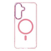 Dėklas, skirtas Samsung S25 FE / S26 FE: Frame Clear Hybrid Mag Cover, suderinamas su MagSafe, spalva – pudros rožinė
