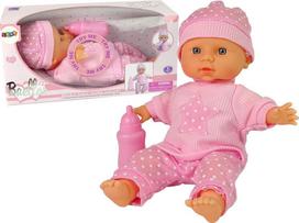 Lean Toys ROŽINĖ LĖLĖ KŪDIKIS SU GARSU IR BUTELIUKU