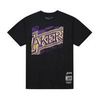 Mitchell & Ness NBA Big Face 7.0 SS Tee Los Angeles Lakers - Dydis XL (BMTR5904-LALYYPPPBLCK Marškinėliai)