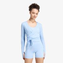 adidas 3 Stripes Studio Soft Ballet Wrap Top Glow Blue/ Earth Strata - Dydis M (KY1961 Marškinėliai)