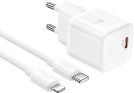 Įkroviklis Hoco N66 35W GaN USB-C/USB-A + USB-C to Lightning cable 1.0m baltas